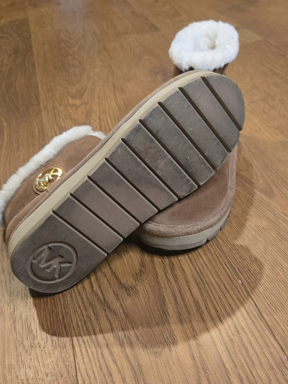 MICHAEL KORS Brown Suede Shearling Cuff Short Boots 7M